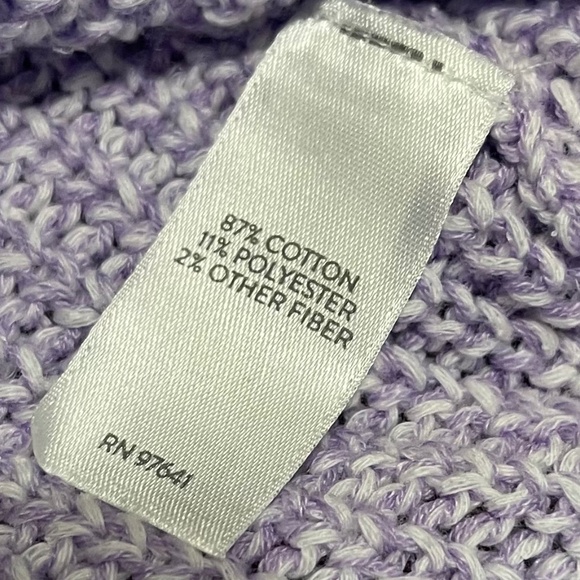 Women’s Ribbed V-Neck Sweater Purple Size Small | Cotton Blend 3/4 Sleeve Marled - Picture 4 of 7